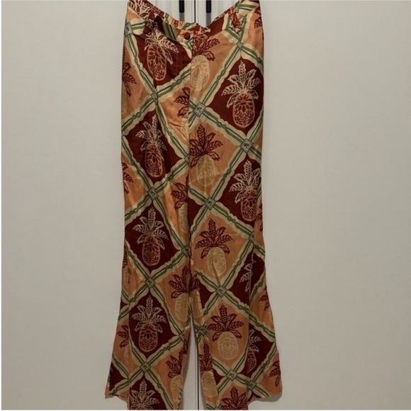 Farm Rio Floral Patterned pineapple Wide-Leg Pants size small - Picture 2 of 5